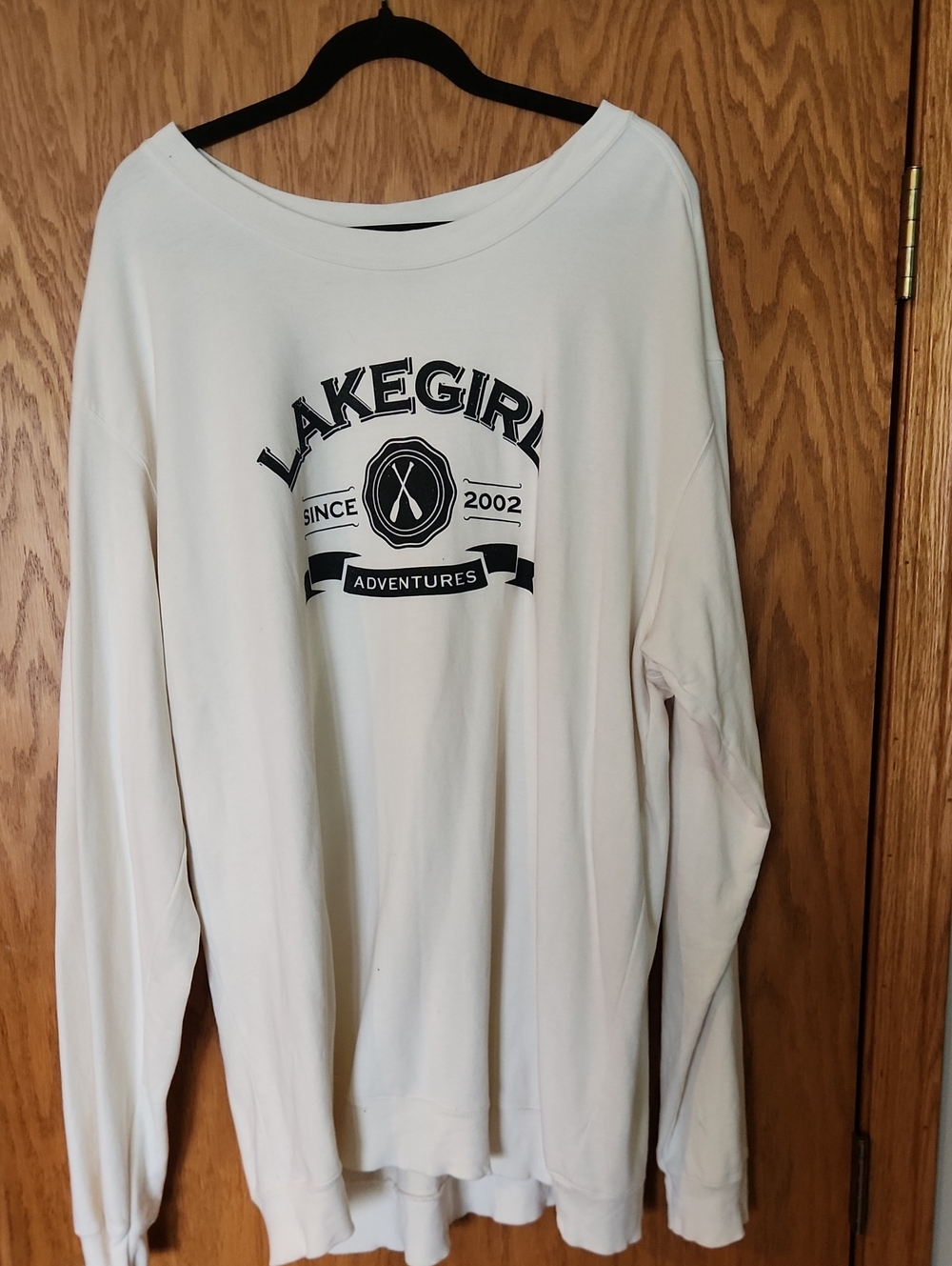 LAKEGIRL Adventures Graphic Sweatshirt - Cream with Black Print Size 2xl